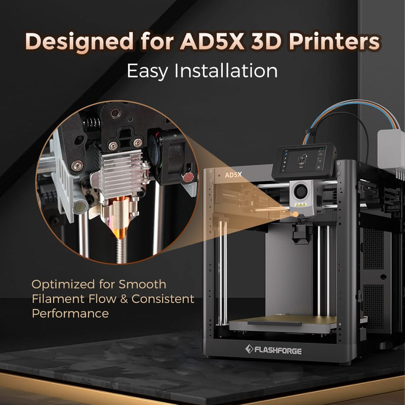 FLASHFORGE AD5X 3D Printer 0.4mm Nozzle Assembly, 30S Quick-Detachable Nozzle,Max 300℃ High Temperature & High Flow 32mm³/s Nozzle for AD5X 3D Printers 0.4mm for AD5X