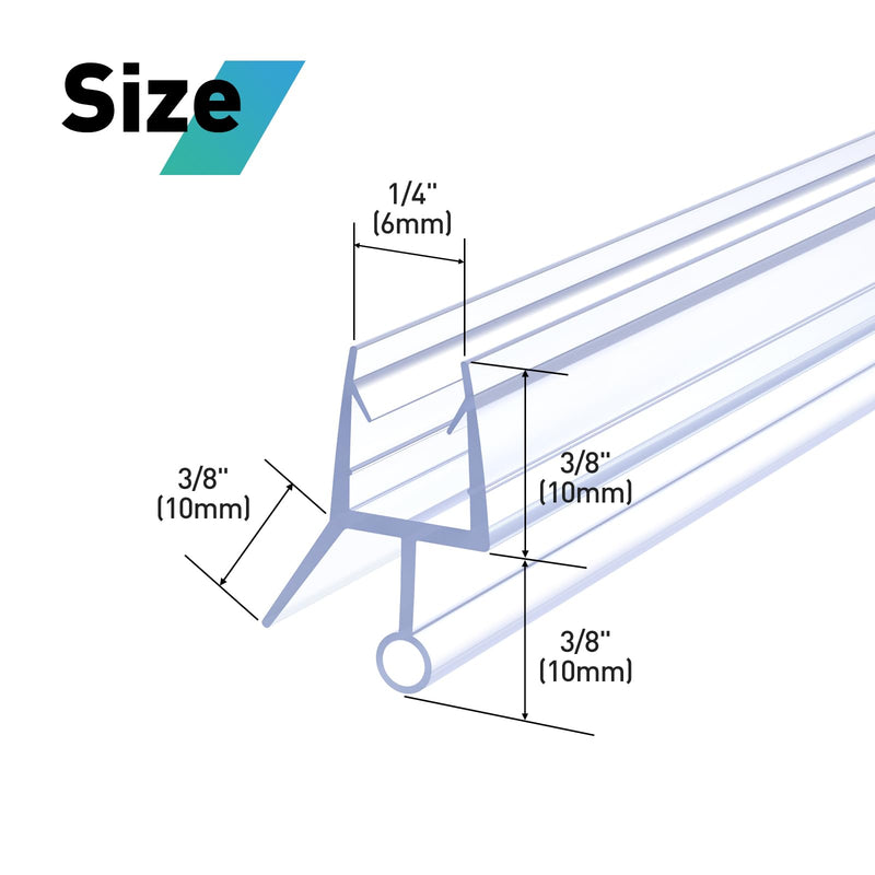 Shower Door Bottom Seal,2 PCS 1/4" X 36" Shower Door Sweep for 1/4 Inch Glass,Frameless Glass Door Seal Strip to Seal 11mm Gap - Stop Shower Leaks and Create a Water Barrier For 1/4" Glass