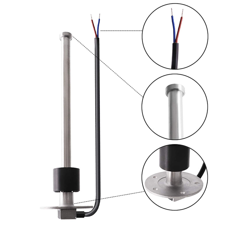 KAOLALI Level Sensor, Stainless Steel Fuel Sending Unit, Water Level Indicator Sensor for Boats, Motorhome, Fuel and Water Indicator, Fuel Gas Sensor, 5-Hole 0-190 Ohms (275 mm) 275MM