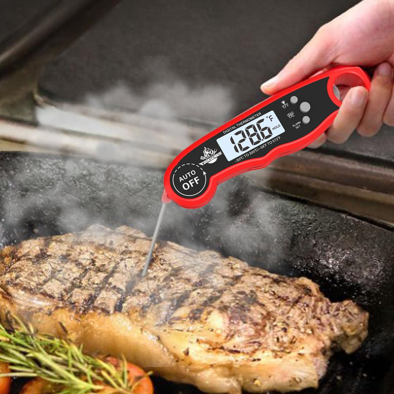 Meat Thermometer Digital with Dual Probe - Ultra-Fast Instant Read Food Thermometers with Backlight & Calibration for Cooking Deep Fry BBQ Oven Grill Roast Candy Thermometer & Kitchen Essentials - Red