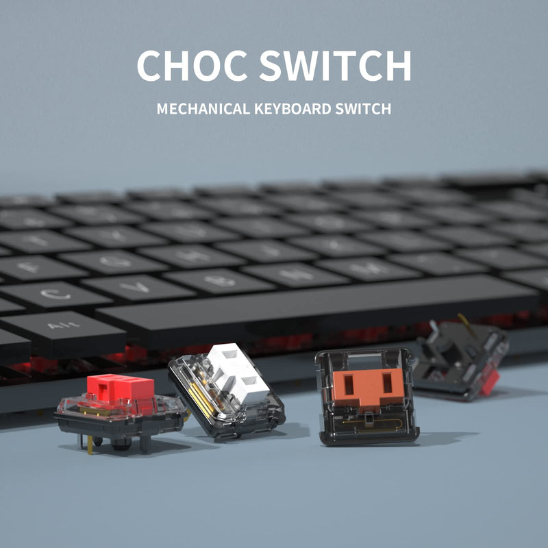 KAILH Official Store Low Profile Switch 1350 Chocolate Mechanical Keyboard Switch RGB SMD Clicky (30, Choc Brown) 30