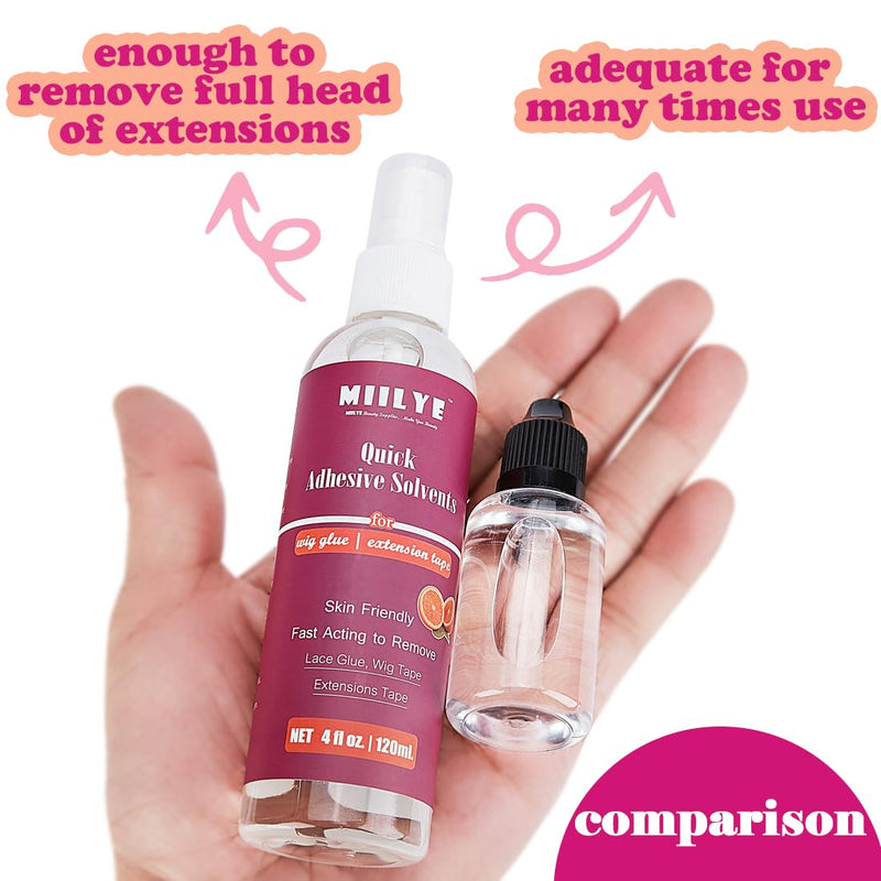 MIILYE Wig Glue Remover/Tape Extension Remover Spray 120 ml/4 oz, Fast Acting Hair Glue Remover, Bond Remover and Tape Solvent for Lace Wigs, Hair Extensions (Pack of 2) 120 ml (Pack of 2)