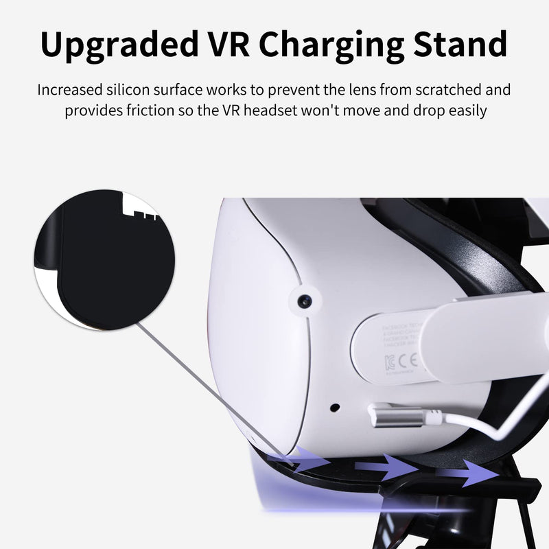 TechKen Charging Stand for Meta Quest 2, VR Headset Charging Dock for Quest 2 Accessories Stand Holder, VR Controllers Holder