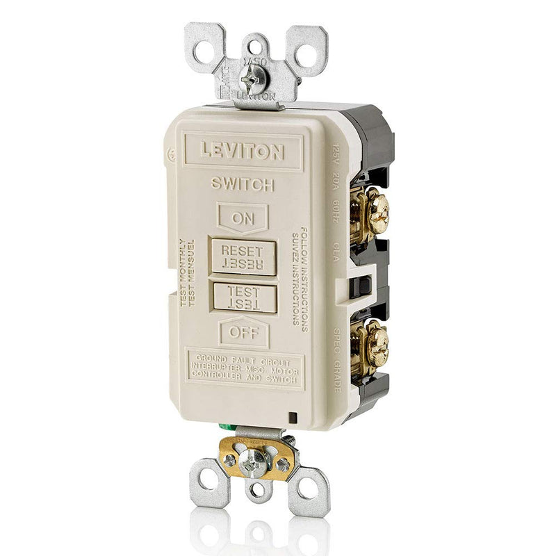Leviton Blank Face GFCI, 20 Amp, Self Test, LED Indicator Light, Provides GFCI Protection Where an Outlet is not Needed, GFRBF-W, Light Almond 15A GFCI, Blank Face 1 Pack