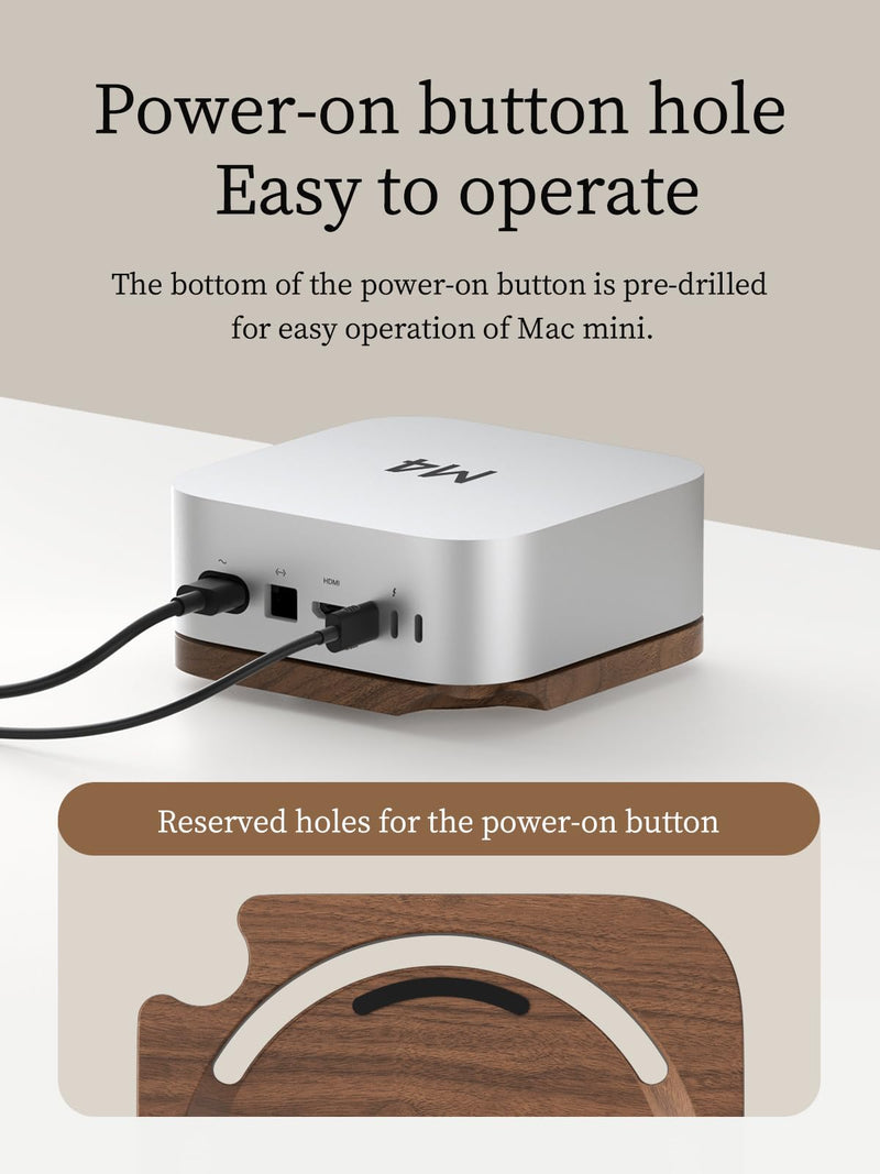 Hagibis Mac Mini Stand, Black Walnut Desktop Stand Dustproof Laptop Holder Cooling Heat Disspation Mount for Mac Mini M4 Pro 2024 (MMP04) MMP04