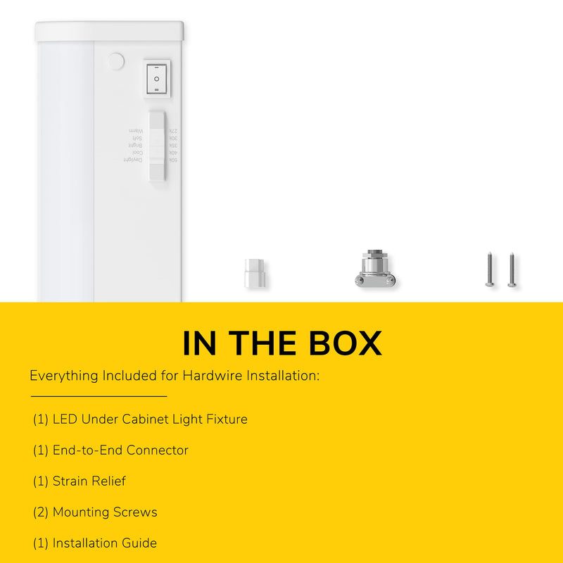 Inlight 12" LED Under Cabinet Lighting, 5 CCT Selectable 2700-5000 K, Dimmable, ETL-Listed, White Finished, IN-0208-1-WH 12 inch