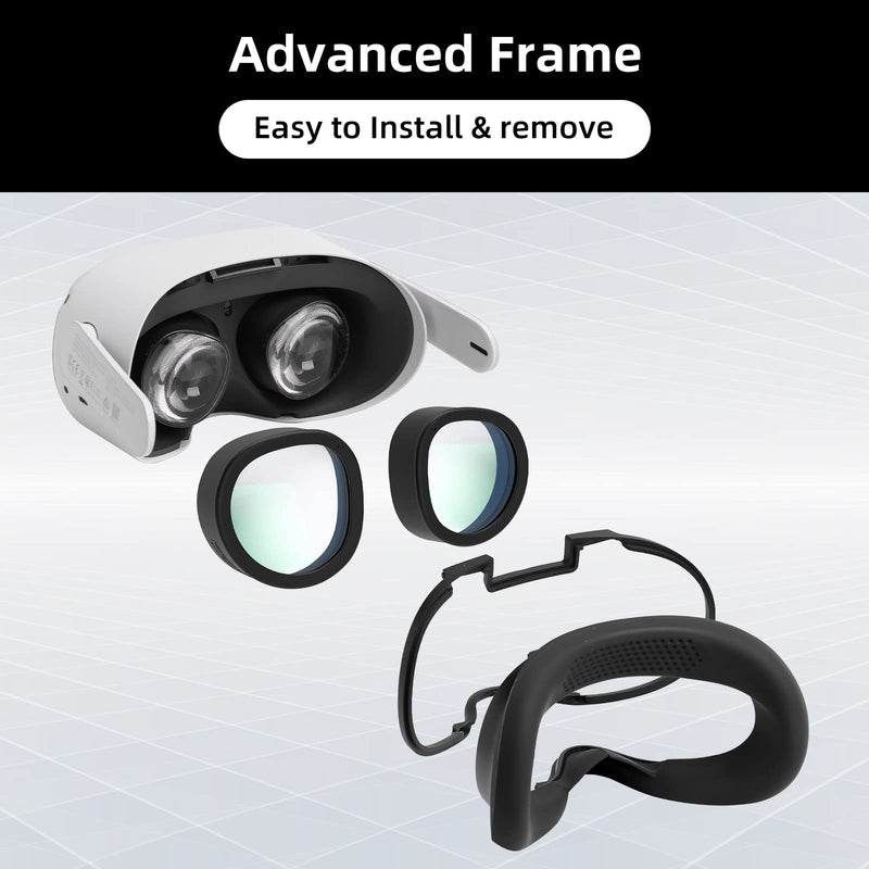 Merryhome(1 Pack) VR Lens Protector, Blue Light Glasses, for Quest 3S/ Quest 2 Accessory, Not for Quest 3, Lens Replacement, Anti-Glare, Dust, Easy to Install-Black Black