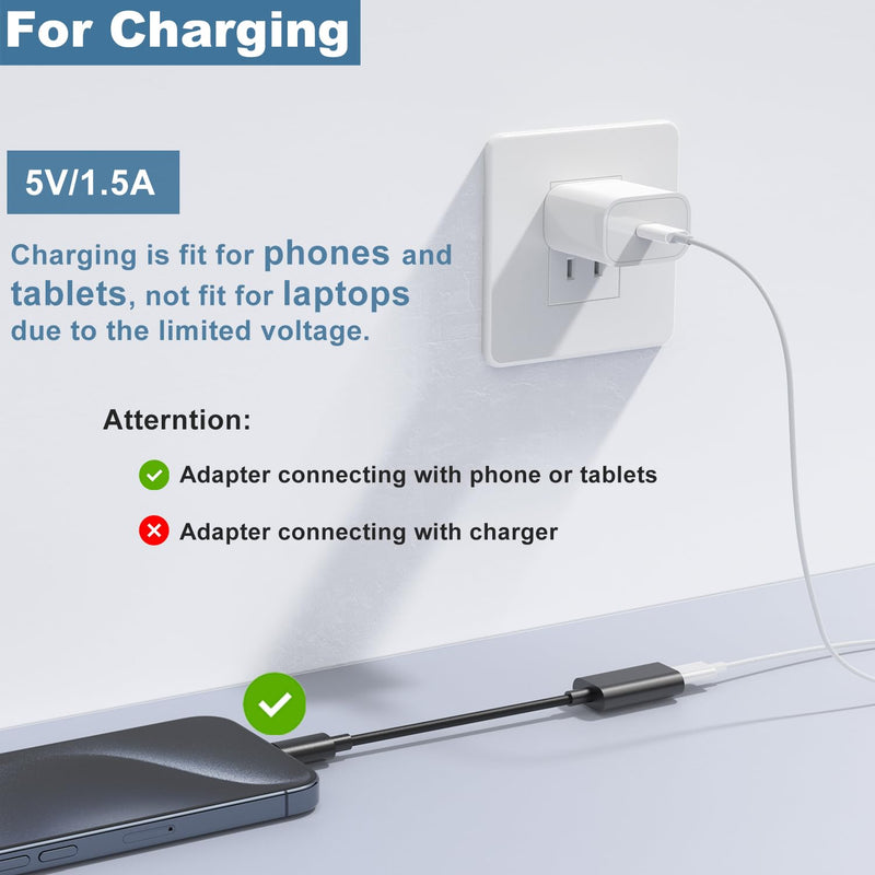 USB C Male to Lightning Female Adapter 2-PACK, USB C to Lightning Headphone Converter for Audio Compatible with iPhone 15 Series, iPad Pro, MacBook Pro and Others, also Support Charge and Data.