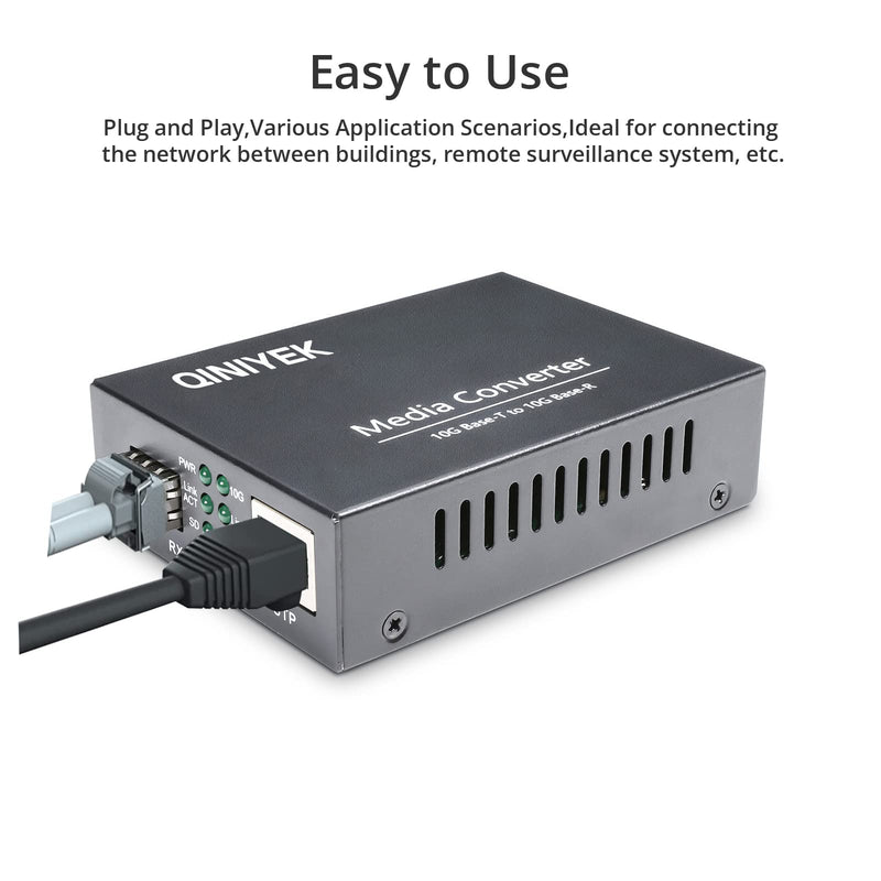 10G Ethernet Media Converter, 1x 100M/1G/2.5G/5G/10GBase-T RJ45 to 1x 10GBase-X SFP+ Slot, Supports 10G SR/LR/10G-T Module,10G Fiber Ethernet to Copper UTP Media Converter RJ45 to SFP+