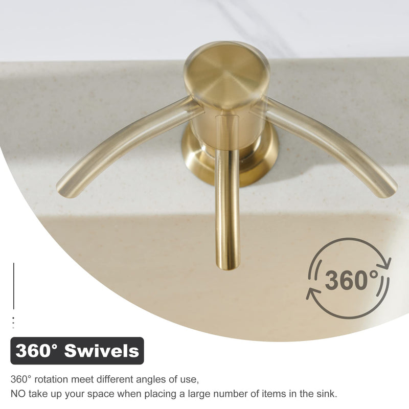GAGALIFE Built in Sink Soap Dispenser or Lotion Dispenser for Kitchen Sink, Brushed Gold ABS Pump Head, with 17 Ounce Large PET Soap Bottle Gold Brushed
