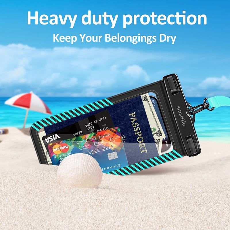 Waterproof Phone Pouches Bags Holder, Cell Phone Water Protectors Pouch Bag 2 Pack for Swimming, IPX8 Water Proof Phone Cases pouch for iPhone 15 14 13 Pro Max 12 11, for Galaxy S24 S23 Ultra 7" Cyan+Purple