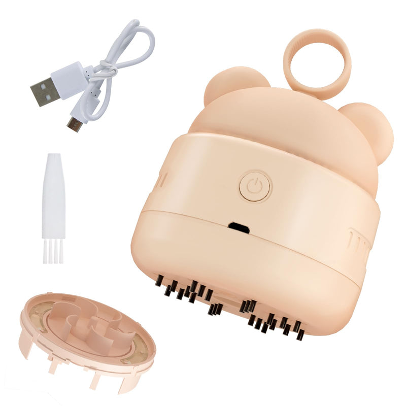 Zmol Mini Desktop Vacuum Cleaner with USB Charging, Cleaning Brush, Bear Head Ring for Easy Grip, 360° Swivel Portable Vacuum Cleaner for Keyboards Office Desks and Other Dusty Debris Beige