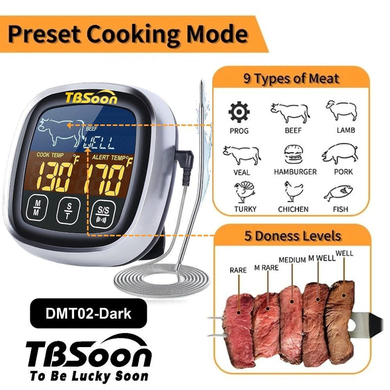 Multifunctional Digital Thermometer for Cooking,Food Thermometer+Thermometer Alarm+Kitchen Timer,Large Color Screen,Instant Read,Fast Response,grill bbq accessories,Kitchen Oven Meat Thermometer-DMT02 DMT02
