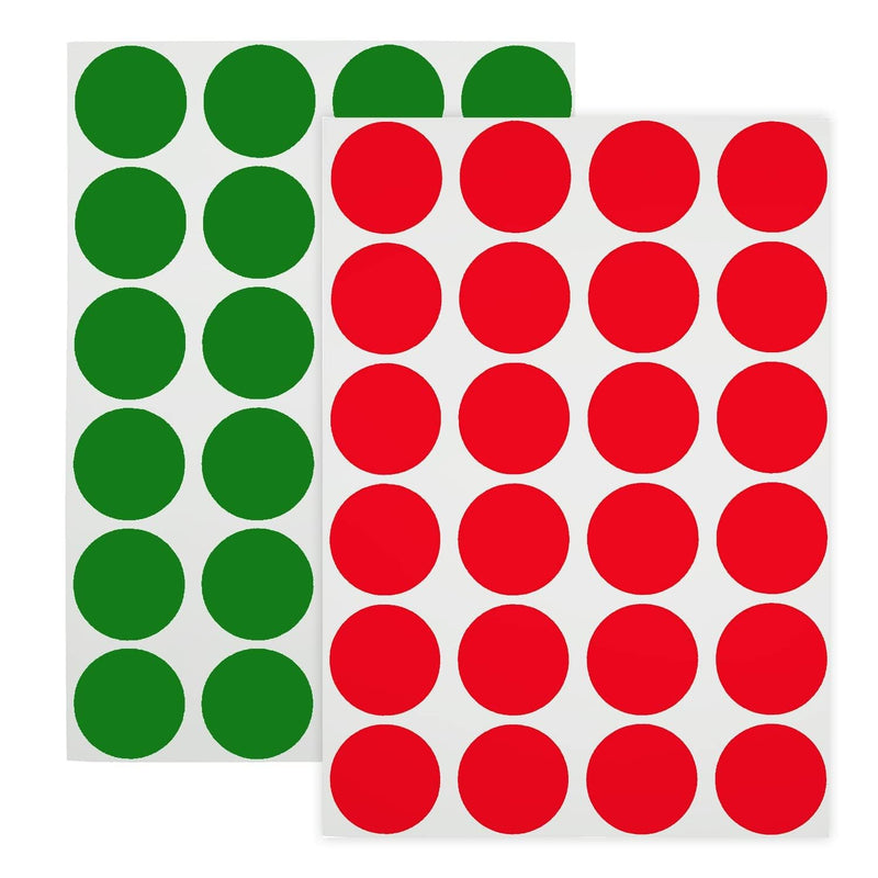 ChromaLabel 0.75 Inch Removable Color Code Dot Labels on Sheets, 2 Colors, 1200 Stickers per Variety Pack, Red and Green