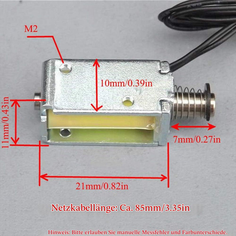 Pack of 5 12V DC Mini Electromagnet Lifting Magnets, 21 x 10 x 11 mm Push-Pull Design Made of Metal, Linear Actuator Pressure Magnet for DIY Electronics Projects, Arduino & Household Appliances