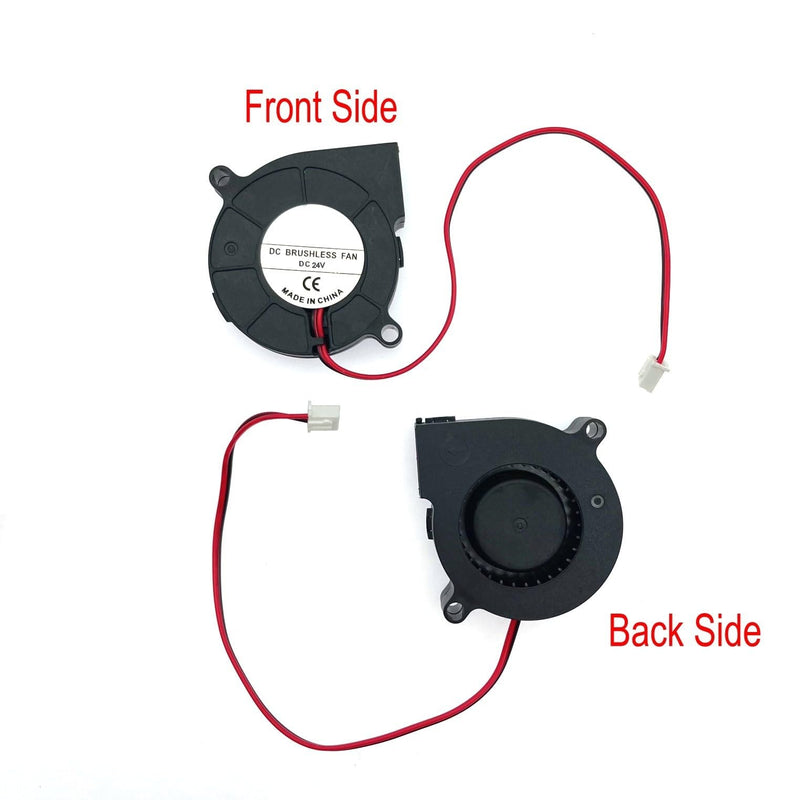 JZK 2PCS Small Blower 24V 5015 Fan, Speed: 6500rpm/min, 50x50x15mm, 3D Printer Blower Fan 24V 5cm, Brushless DC Fan 50mm