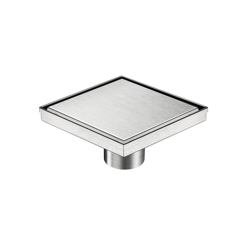Neodrain 6" Tile Square Shower Drain with Removable Tile Insert Grate,304 Stainless Steel Tile Square Drain, CUPC Certified, Hidden Drain Easy to Clean(Brushed, 6 in) Brushed