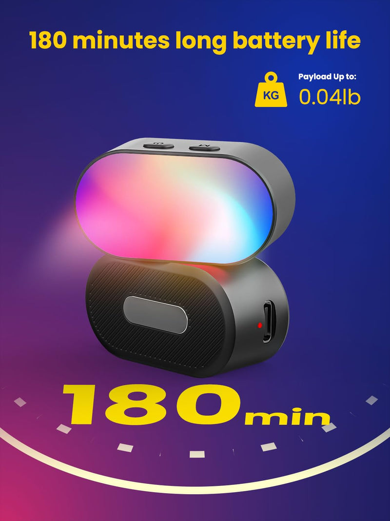 AOCHUAN Magnetic RGB LED Light, 7 Color Temperature, 3 Brightness Adjustment, 180 Mins Long-Lasting, Gradient Mode, Flash Mode 180° Fill Light for AOCHUAN Stabilizer