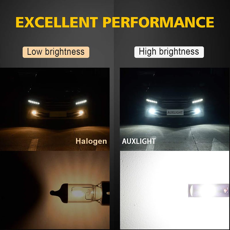 AUXLIGHT 2504 PSX24W 12276 LED Fog Light Bulbs 6000K Xenon White, Super Bright 2800 Lumens 33-SMD Chips LED Daytime Running Lights DRL Bulbs Replacement for Cars, Trucks (Pack of 2)