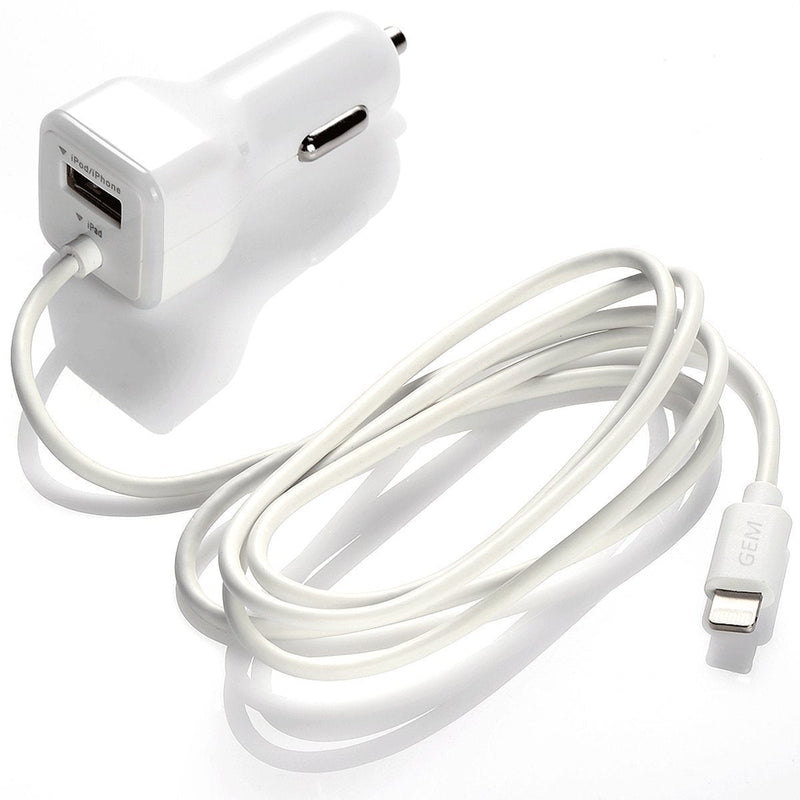Car Charger, [Apple MFI Certified] by GemDox for Fast Car Charging Compatible with iPhone 15, 14,13, 12, 11, Xs max/XR/x/8/7/6s, iPad, Note, Galaxy with Extra USB Port (White) White