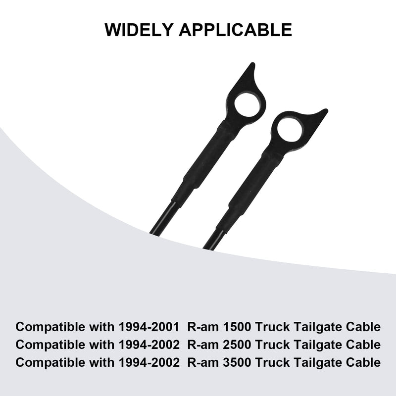 Pair Rear Tailgate Cables Lift Gate Support Straps Compatible with 1994-2002 Ram 1500 2500 3500 Pickup Truck Replaces 55345124AB 55345125AB