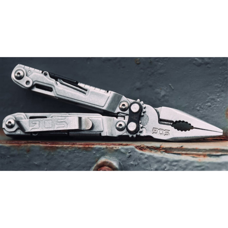 SOG PowerPint Mini Compact Stainless Steel Multi-Tool |18 Lightweight Specialty Tools & SOG Multitool Pliers Pocket Knife, Stone Wash One Size Power Pint