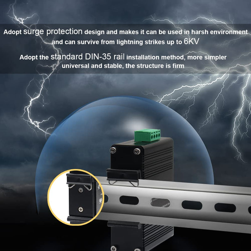 Mini Industrial Gigabit Media Converter - Din Rail Mount Hardened 10/100/1000Mbps Ethernet to SFP Fiber Converter Switch With 2 RJ45 and 2 SFP Ports 2RJ45+2SFP Switch