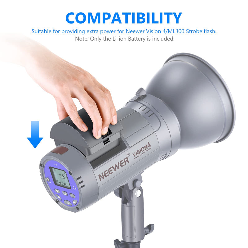 NEEWER Li-ion Battery High Capacity Rechargeable Flash Spare Battery for Q300, Vision 4, ML300 Outdoor Studio Flash Strobe Q4