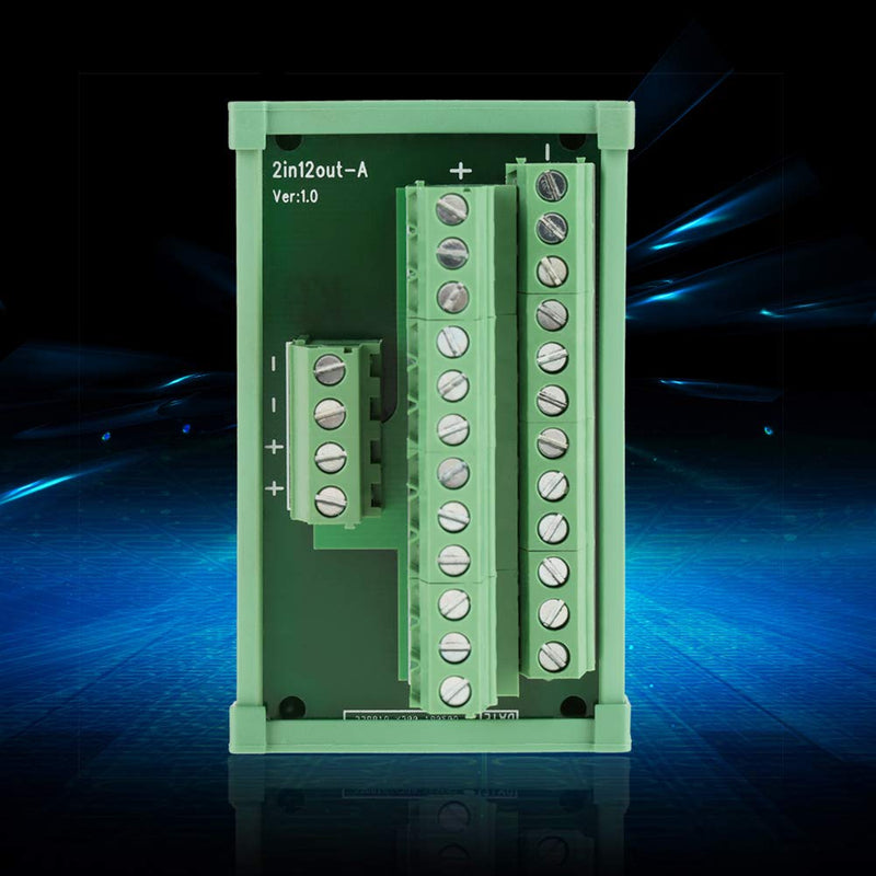 12 position power distribution fuse module board interface card for DIN rail mounting
