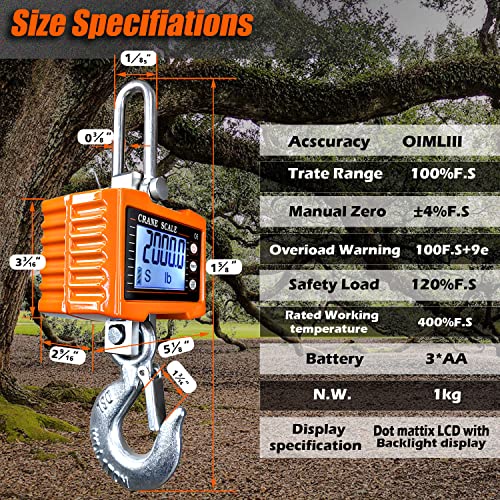 Digital Crane Scale, 2200 lb/1000 kg with Remote Control, Orange