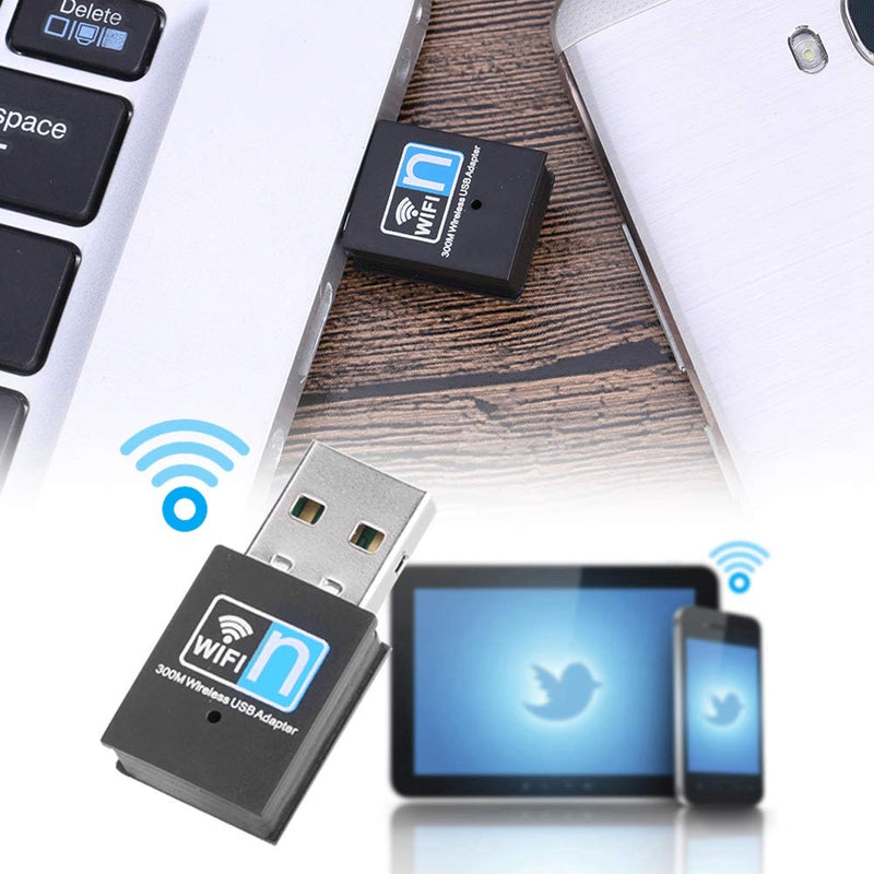 Heayzoki USB Adapter,300M Mini USB 2.0 Adapter Dongle Network Card Receiver for Desktop Laptop,High Speed Data Transfers,for 2000/XP/Vista/7/8/10, Linux,etc