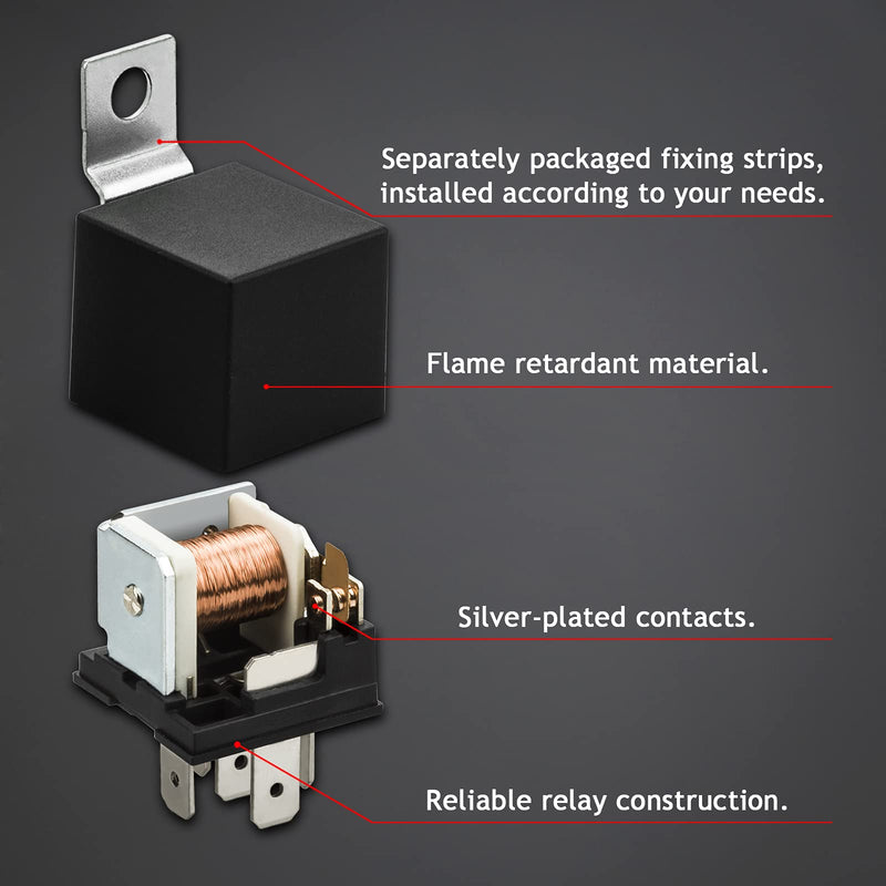 2 Pack 12V 40/30 Amp Car Relay DC 5 Pin SPDT and Harness - Heavy Duty 12 AWG Copper Wires Relays Kit Bosch Style for Automotive Truck Van Motorcycle Boat