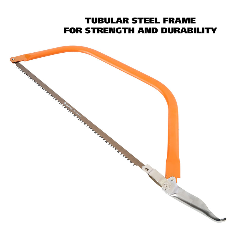 GreatNeck BB24 Bow Saw, 24 Inch Pruning Saw for Brush Clearing and Dry Wood Cutting, Tubular Steel Frame, Chrome Alloy Steel Blade, Quick Blade Tightener Release, Backpacking Gear, Camping Tools