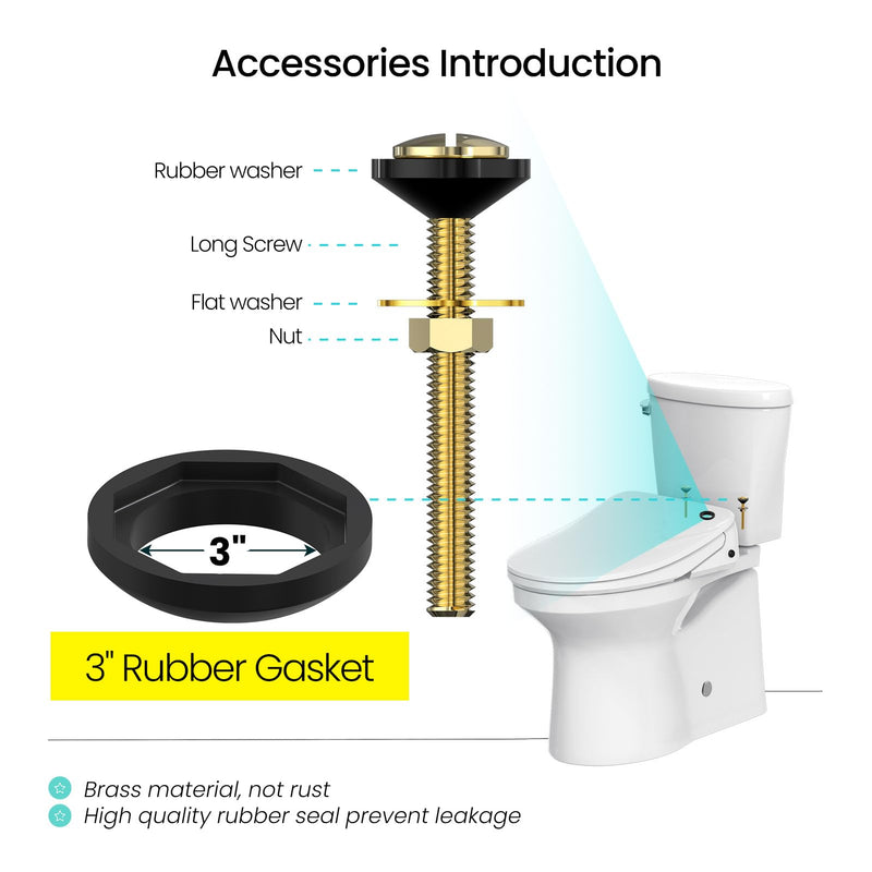 R&T 3'' Toilet Tank to Bowl Octagon Gasket with 2 pcs Brass Bolts Hardware Kit for 2-Piece Toilet (3 inch) 3 inch