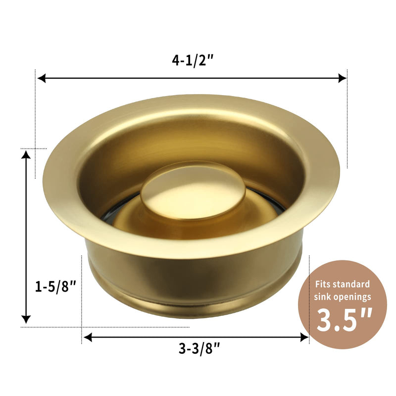 Akicon Kitchen Sink Brass Gold Finish Garbage Disposal Flange Stopper, One Size Disposal Rim, Fit 3-1/2 Inch Standard Sink Drain Hole Brushed Gold