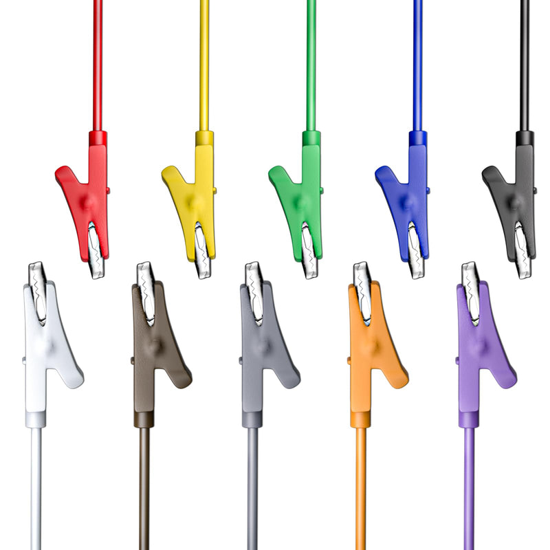 Goupchn Alligator Clips Electrical Test Leads, 10 Colors | 10PCS, Dual Ended Crocodile Clips, Jumper Wires, Circuit Connection, Electrical Testing Ten Colors