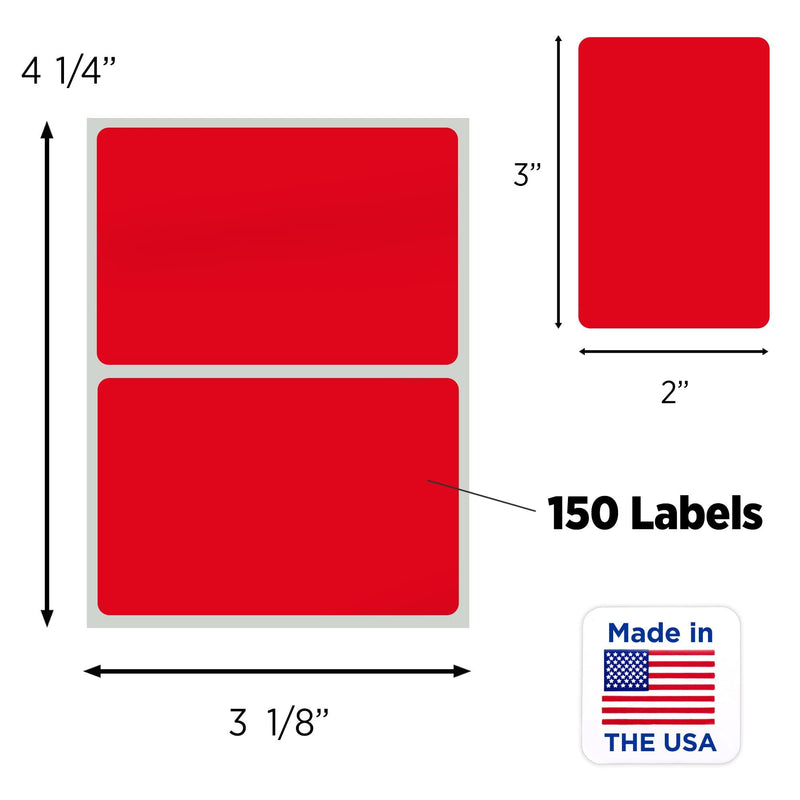 ChromaLabel 2 x 3 inch Name Tag Stickers, 150 Labels per Pack, Red