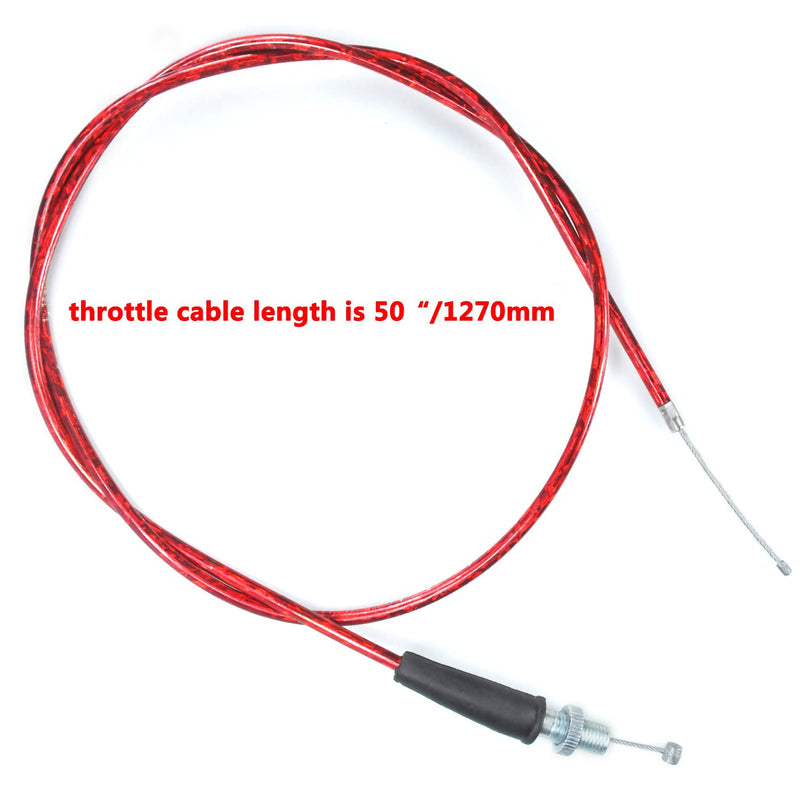 50'' Throttle Cable for Predator 212cc 6.5hp Coleman CT100U CT200U BT200X Baja Warrior Doodlebug Db30 Mb165 Mb200 MOTOVOX MBX10 MBX11 MBX12 RT200 Mini Bike GX160 GX200 Pit Dirt Bike Parts Red