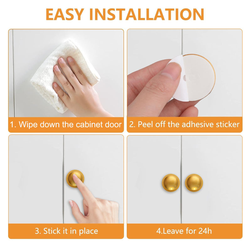 MOROBOR Adhesive Cabinet Knobs, 20pcs Self-Stick Instant Kitchen Pulls Stainless Steel Drawer Knob for Windows, Wardrobes, Cabinets, Drawers (Matter Gold) Matte Gold
