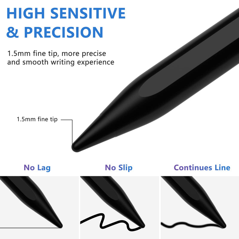 Stylus Pen for iOS&Android Touch Screens, Active Pencil for Samsung, Smart Digital Stylus Pens for Lenovo/Huawei/Vivo/Mi and Other Tablets, iPhone/Samsung/Google Pixel Smart Phones Drawing&Writing Black
