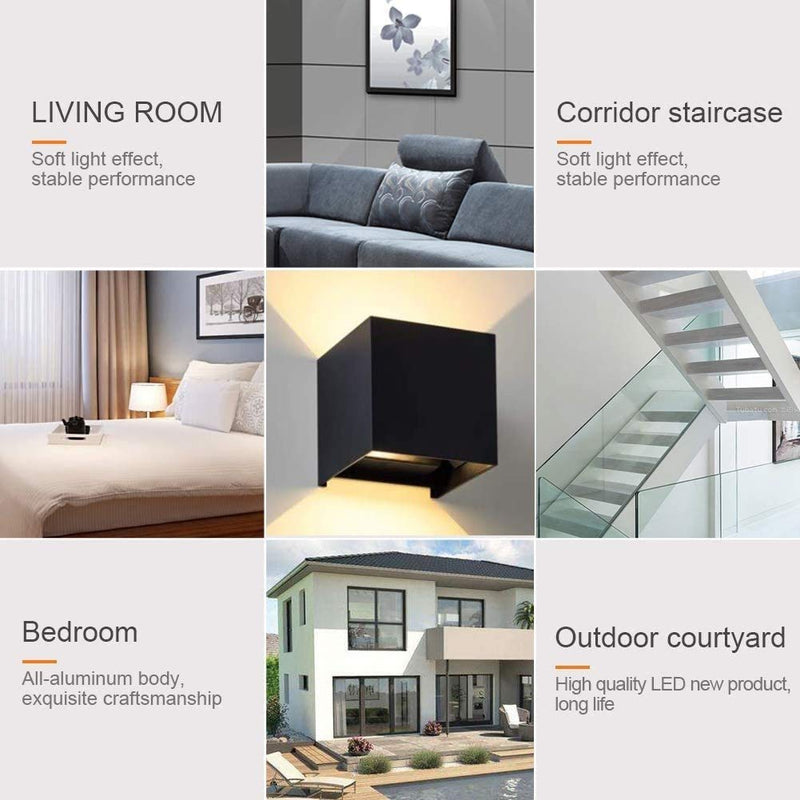 TAIYH Modern LED Wall Lamp - Wall Washer 12V, Adjustable Beam Angle Design, IP65 Waterproof Outdoor/Indoor Light for Hallway Living Room, Warm Light
