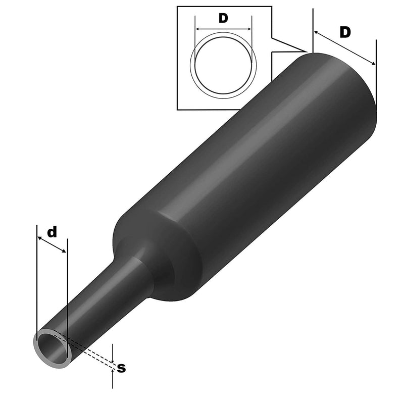 ISOLATECH heat shrink tubing sold by the meter black without glue Ø 20mm 1 meter shrink ratio 2:1 set polyolefin for insulating cables solder connections unlabeled UV resistant (Ø20mm 1meter) Ø20mm length 1m