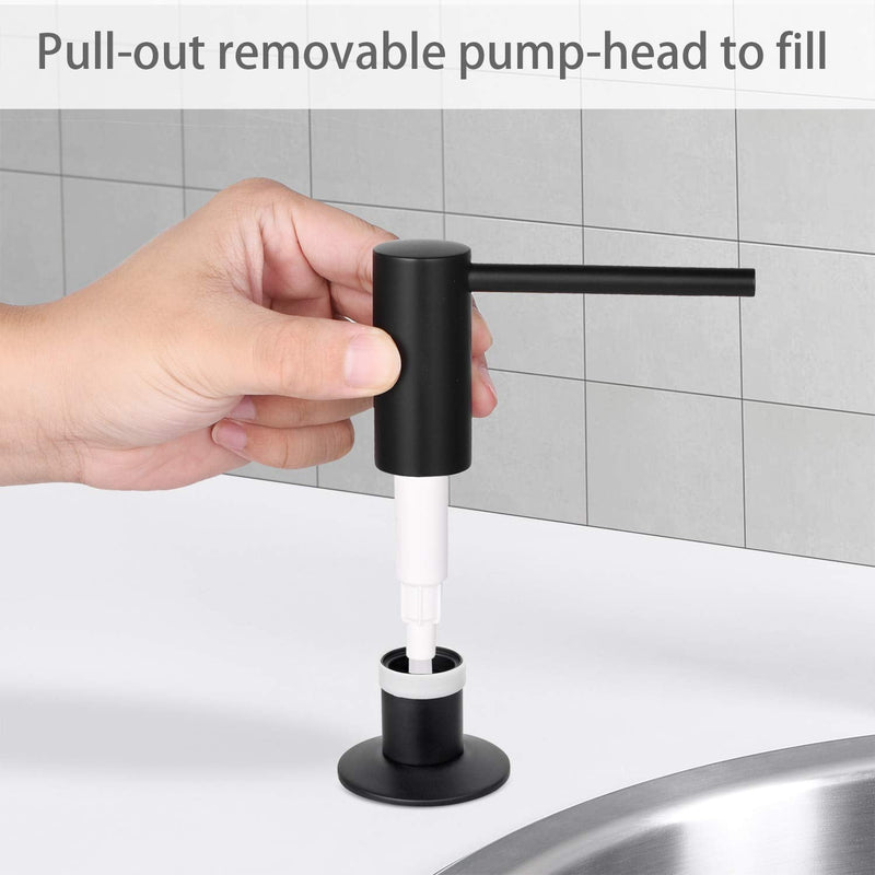 Samodra Sink Soap Dispenser, Metal Pump Head Liquid Lotion Countertop Kitchen Bathroom Soap Dispenser with 17 OZ PET Bottle (Black Matte) Black Matte