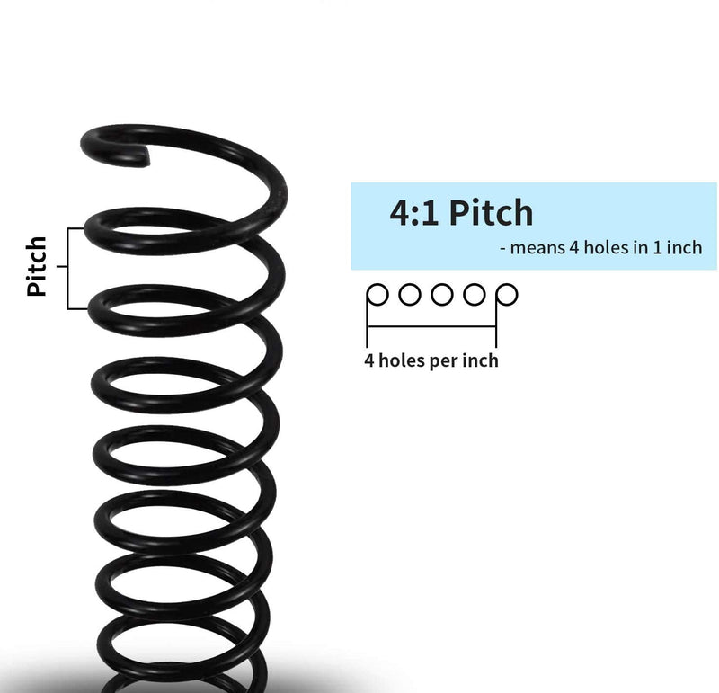 PPE Plastic Binding Spiral Coil, 8mm Diameter, 48 Loops, 4:1 Pitch, Color Coil Black, Pack of 100