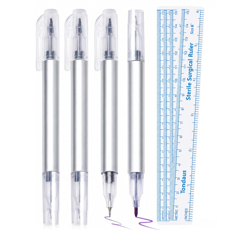 Tattoo Pen Set, Set of 4 Tattoo Stencil Pens with Fine Tip, Permanent Marker for Skin, Tattoo Marker Black, Skin-friendly Tattoo Pens for Artists