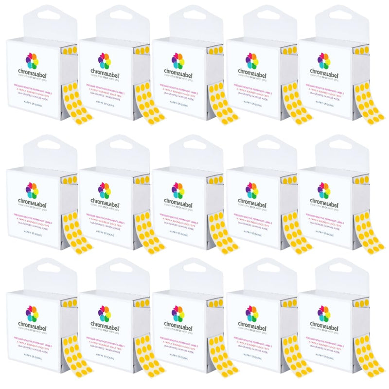 ChromaLabel 1/4 Inch Circle Sticker Labels, Colored Dot Stickers with Handy Dispenser, Round Color Coding Labels, 1000 Sticky Dots, Yellow Stickers - Case of 15