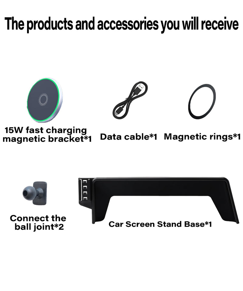 Car Phone Holder for 2023 2024 2025 Toyota Prius Accessories 15W Fast Wireless Charger Screen Fixed Clip Cell Phone Mount Hands-Free 360 Degree Rotation (12.3 Inch)
