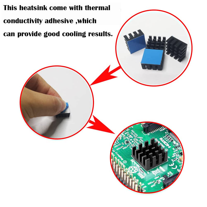 CTRICALVER Aluminum Heat Sink, Black Heat Sink Thermal Adhesive Pad Cooler, for 3D Printer (20pcs) Black*20 Pcs
