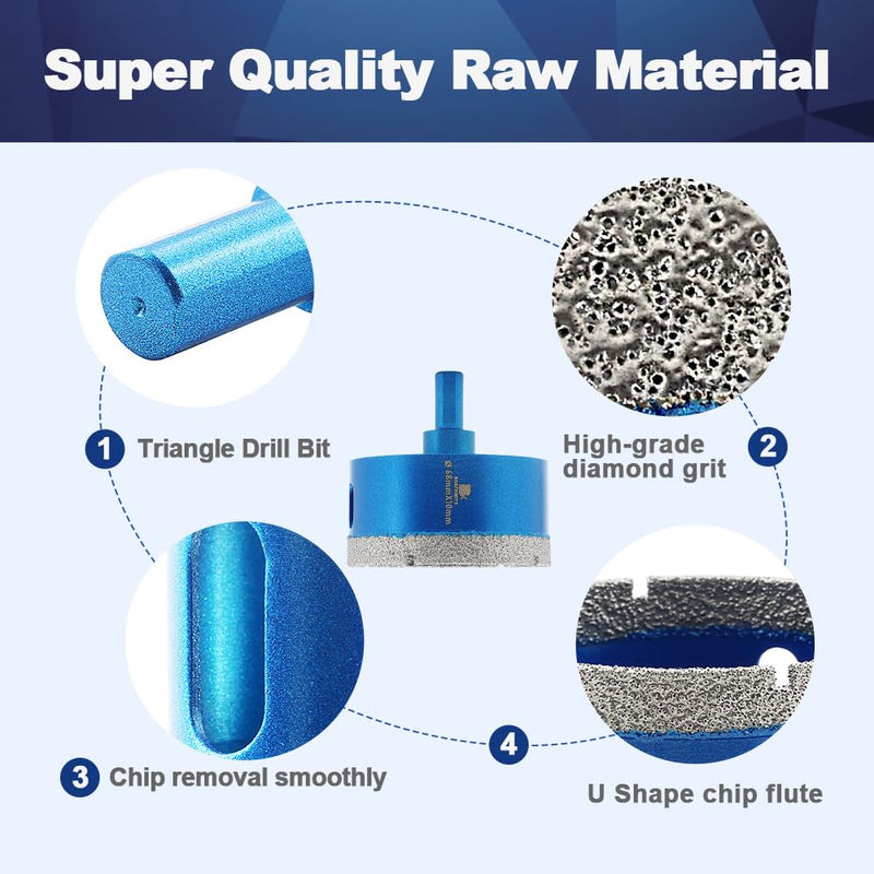 Dry Diamond Core Drill Bit,BRSCHNITT 4 Inch 100mm Diamond Hole Saw Core Drill Bit with Triangle Shank for Porcelain Tile Ceramic Stone Granite Marble 100 mm 1
