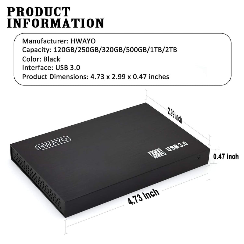 2.5'' 1TB Ultra Slim Portable External Hard Drive USB3.0 HDD Storage for PC/Desktop/Laptop/MacBook/Chromebook/Xbox One (Black) Black
